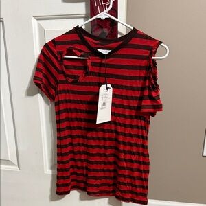 Current Elliot size 0 Red and Black Striped T-Shirt